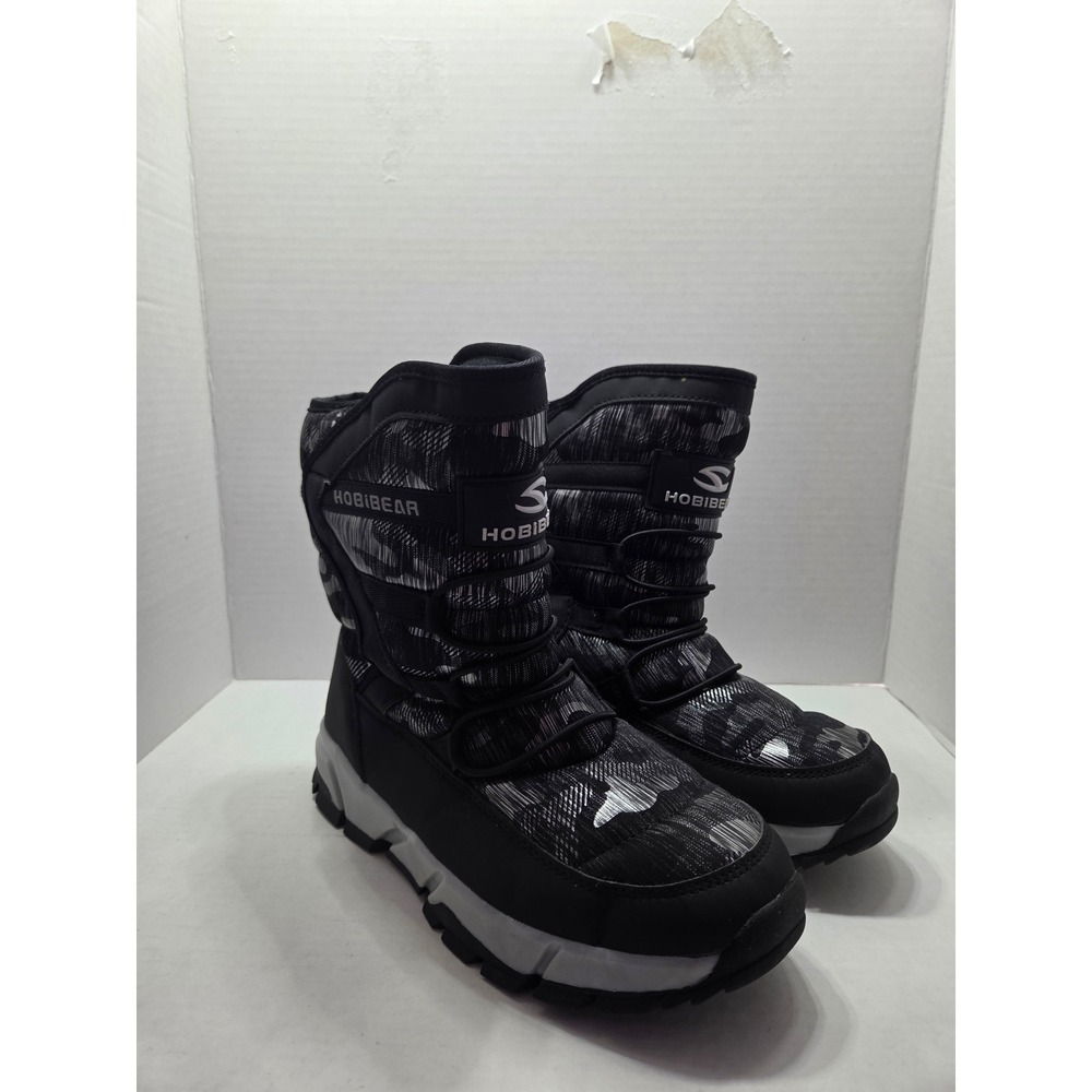 Hobibear Kids Winter Snow Boots Camo Black Grey Faux Fur Lined AW3771 Size 39